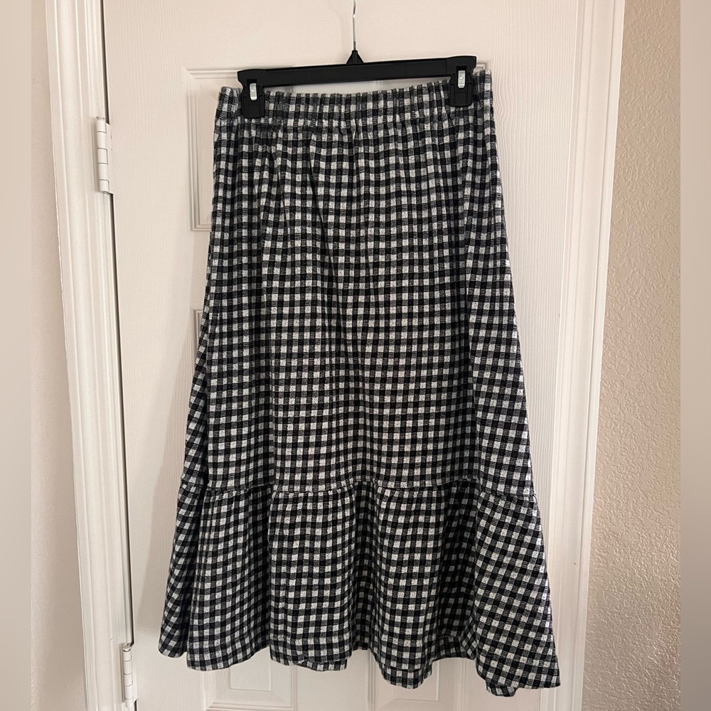 Madewell midi skirt in black gingham - part of a set